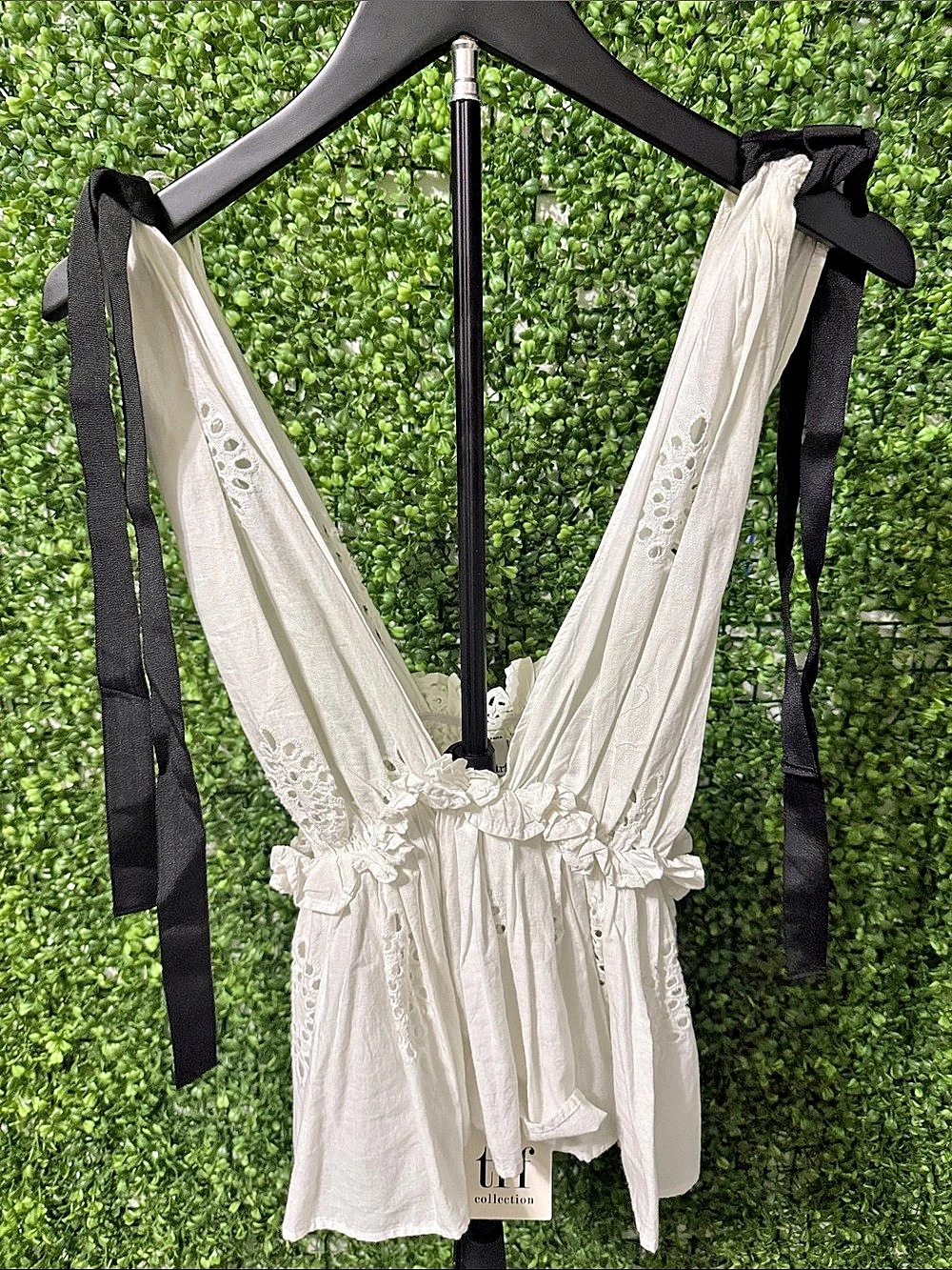 TRF Embroidered Crop Top in White Size Small NWT